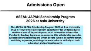 ASEANJAPAN Scholarship Program 2026 at Asia University