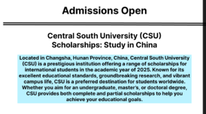 Central South University (CSU) Scholarships in China