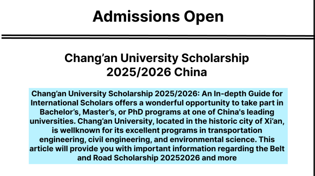 Chang’an University Scholarship