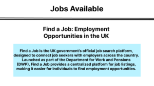 Find a Job platform showcasing employment opportunities in the UK for job seekers and employers.