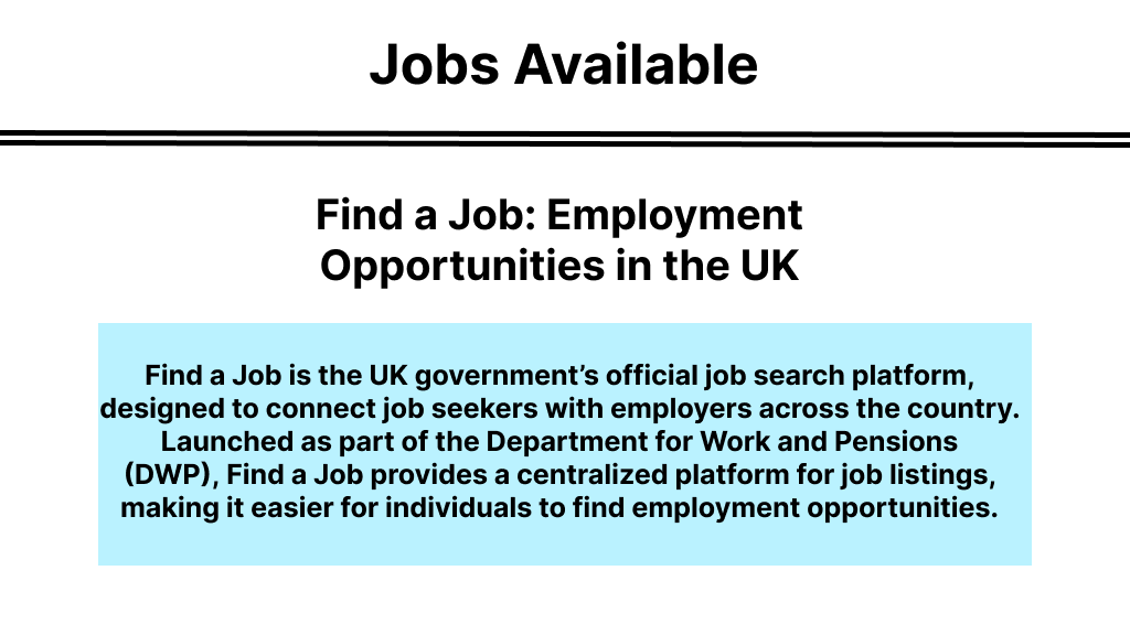 Find a Job platform showcasing employment opportunities in the UK for job seekers and employers.