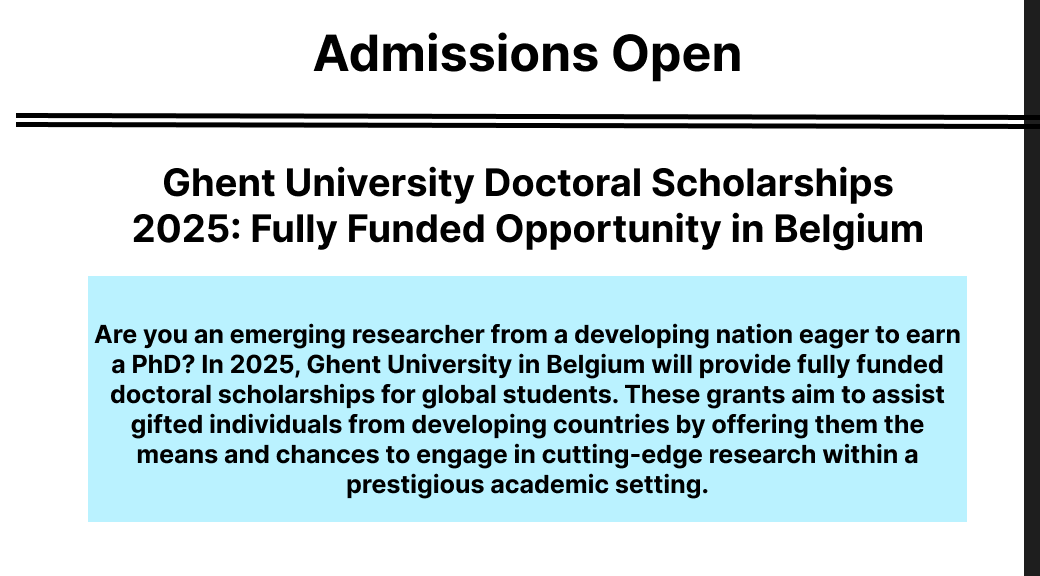 Ghent University Scholarships 2025