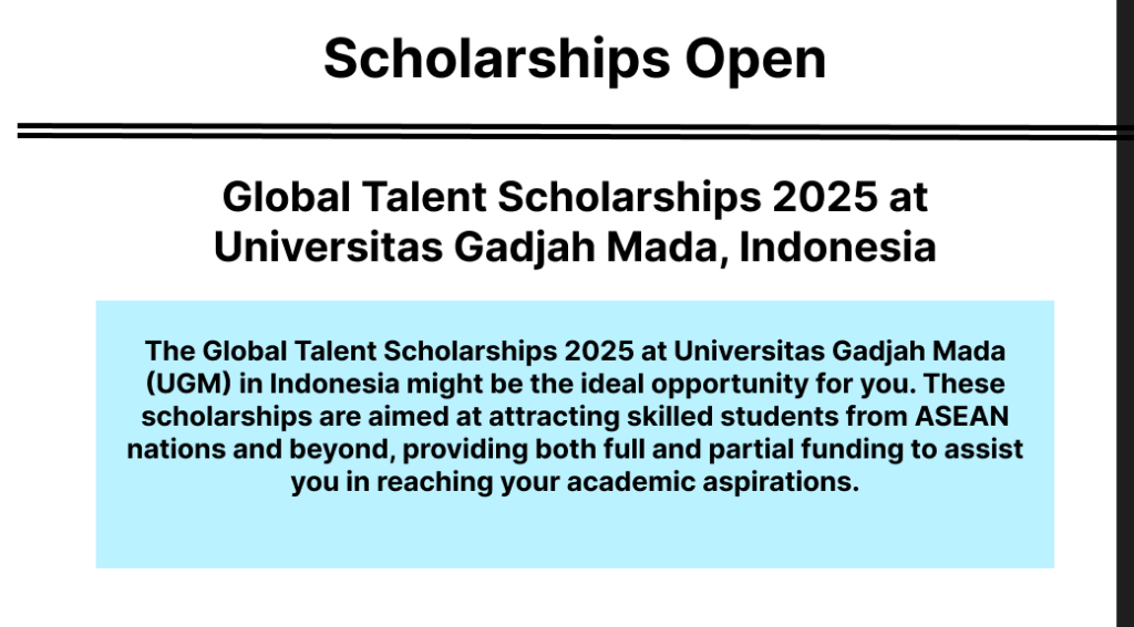 Global Talent Scholarships 2025 at Universitas Gadjah Mada, Indonesia