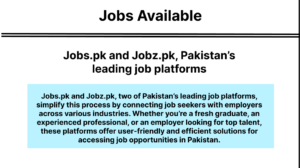 Jobs.pk and Jobz.pk platforms showcasing job opportunities in Pakistan for job seekers and employers.
