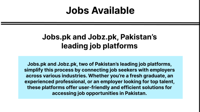 Jobs.pk and Jobz.pk platforms showcasing job opportunities in Pakistan for job seekers and employers.