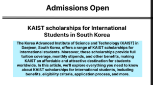 KAIST scholarships for International Students