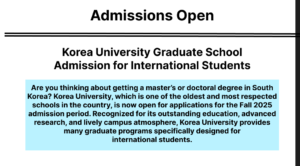Korea University Graduate School Admission for International Students