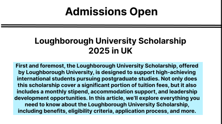 Loughborough University Scholarship 2025