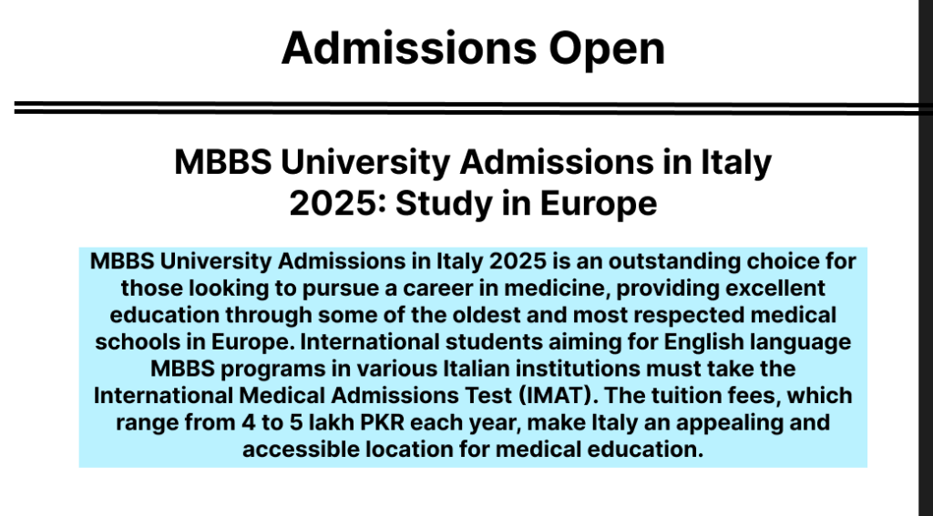 MBBS University Admissions in Italy