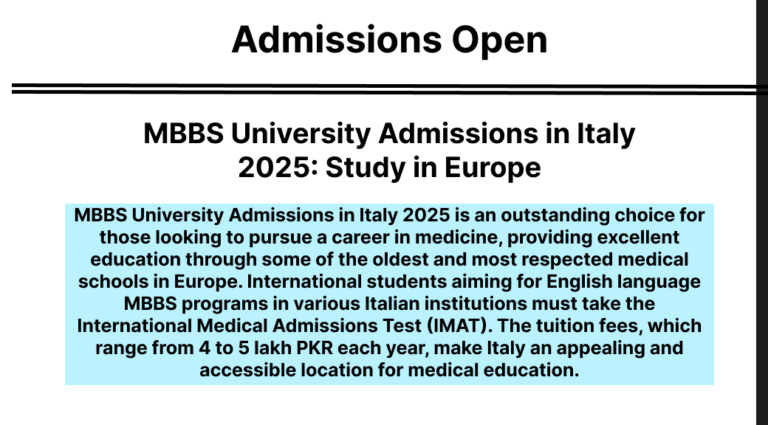 MBBS University Admissions in Italy