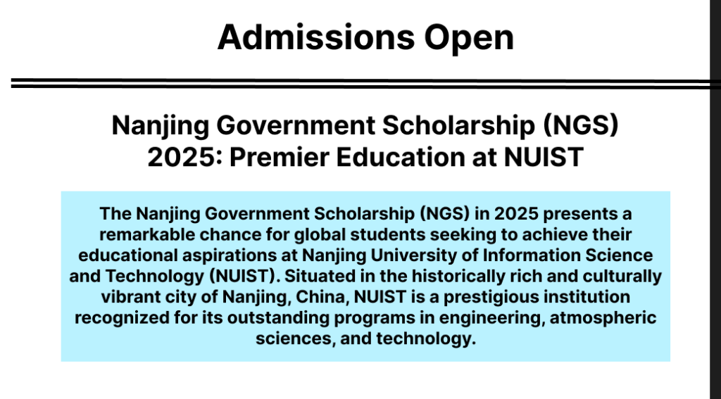 Nanjing Government Scholarship 2025