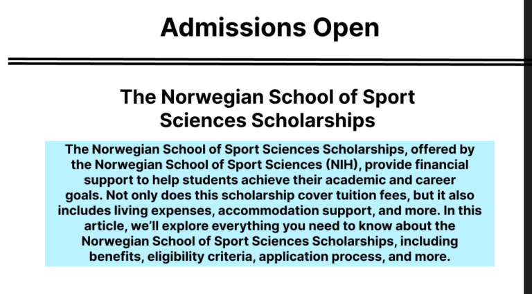 Norwegian School of Sport Sciences Scholarships