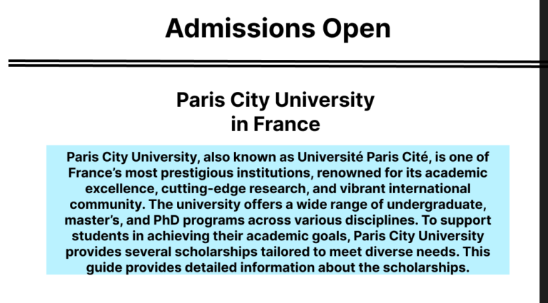 Paris City University in France