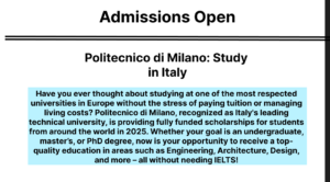 Politecnico di Milano Study in Italy
