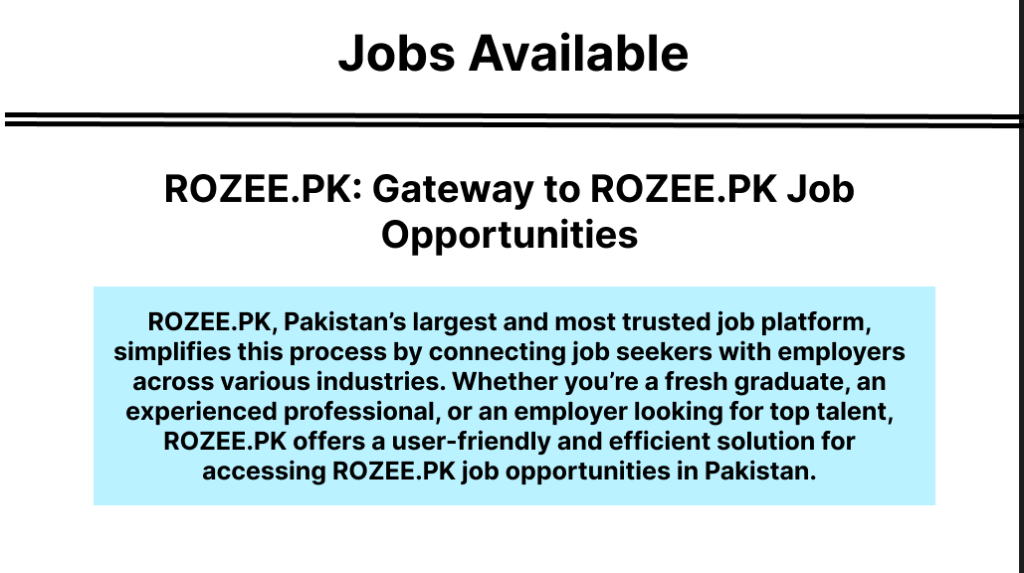 ROZEE.PK platform showcasing ROZEE.PK job opportunities in Pakistan for job seekers and employers.