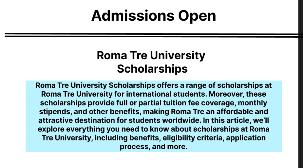 Roma Tre University Scholarships