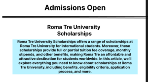 Roma Tre University Scholarships