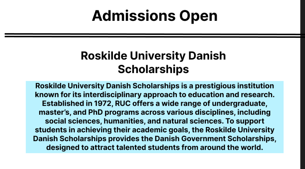 International students studying at Roskilde University Danish Scholarships , showcasing campus life and academic excellence