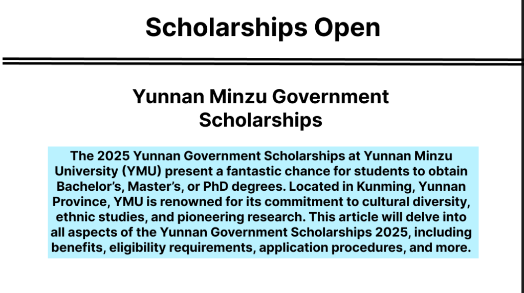 Yunnan Minzu Government Scholarships