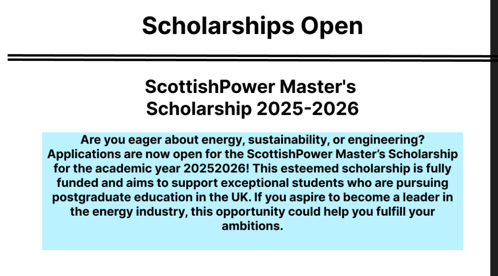 ScottishPower Master's Scholarship