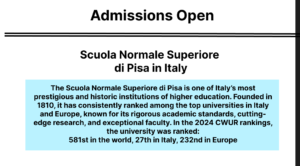 Scuola Normale Superiore di Pisa in Italy