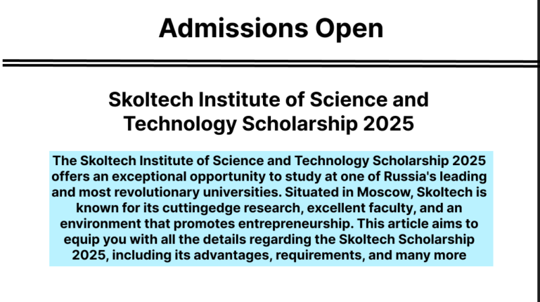 Skoltech Institute of Science and Technology Scholarship 2025