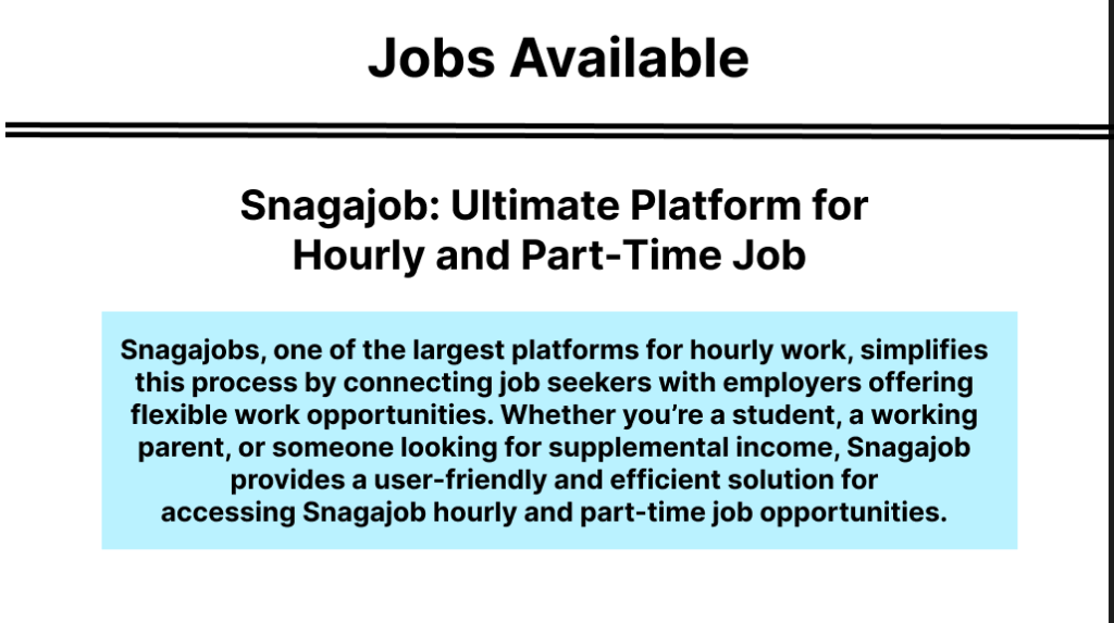 Snagajob platform showcasing Snagajobs hourly and part-time job opportunities for job seekers and employers.