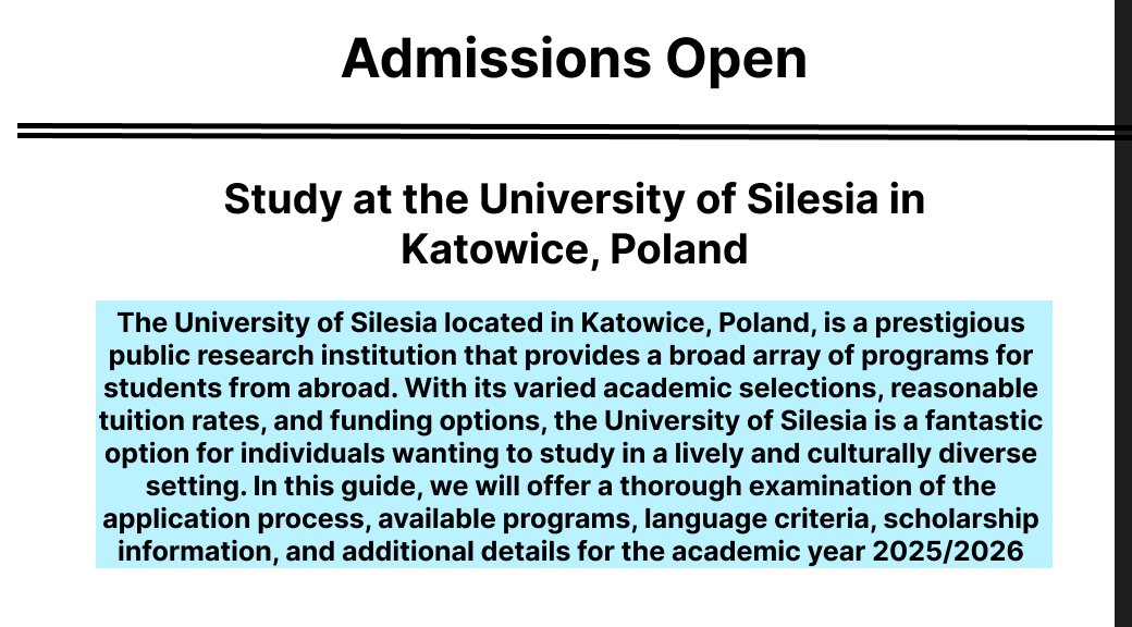 Study at the University of Silesia in Katowice, Poland