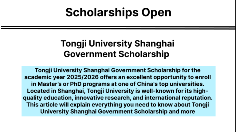 Tongji University Shanghai Government Scholarship