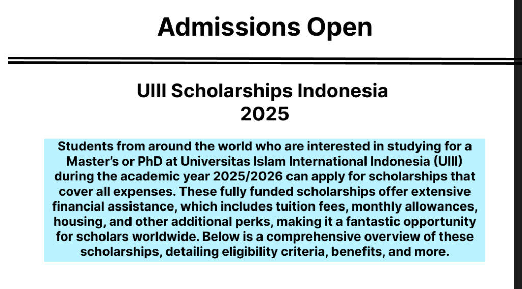 UIII Scholarships Indonesia 2025