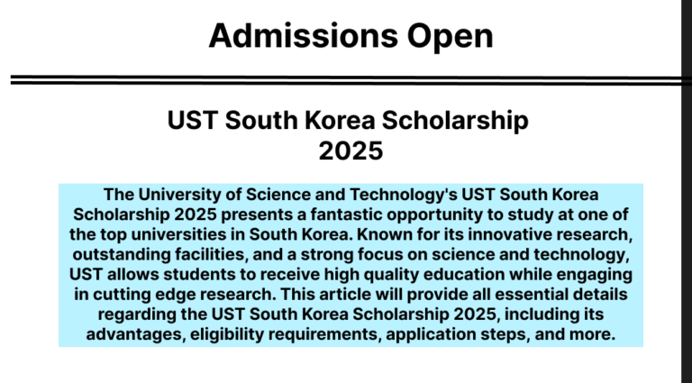 UST South Korea Scholarship 2025