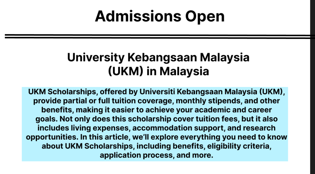 International students studying at Universiti Kebangsaan Malaysia (UKM) under the UKM Scholarships program