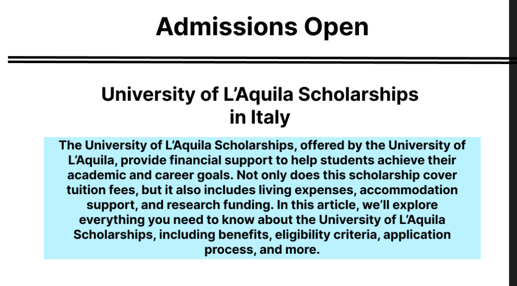 International students studying at the University of L’Aquila under the University of L’Aquila Scholarships program