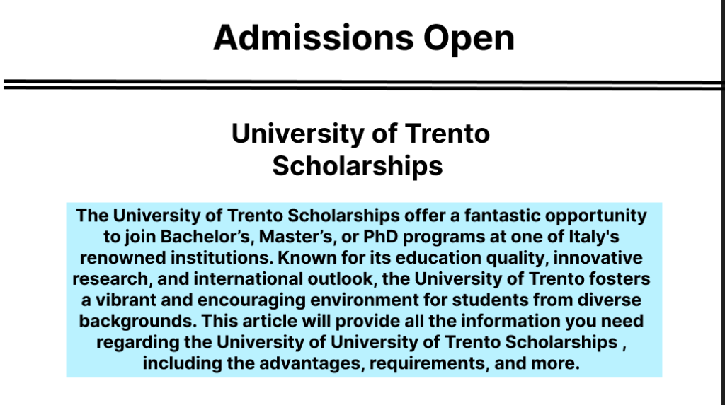 University of Trento Scholarships