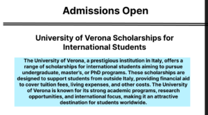 University of Verona Scholarships for International Students