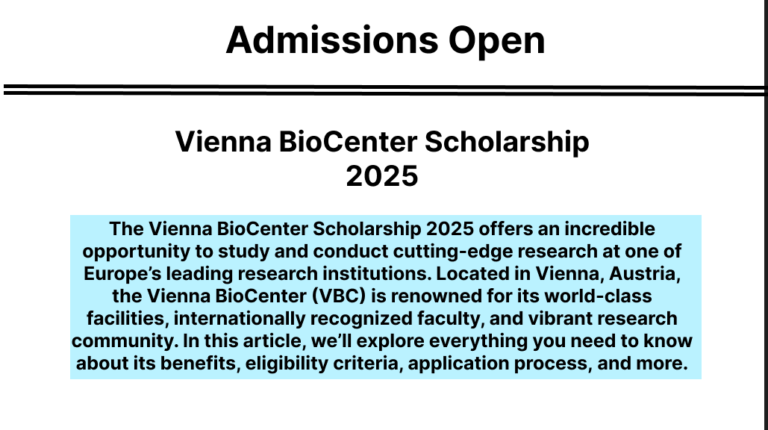 Vienna BioCenter Scholarship 2025