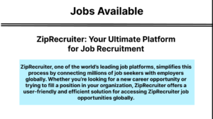 ZipRecruiter platform showcasing ZipRecruiter job opportunities globally for job seekers and employers.