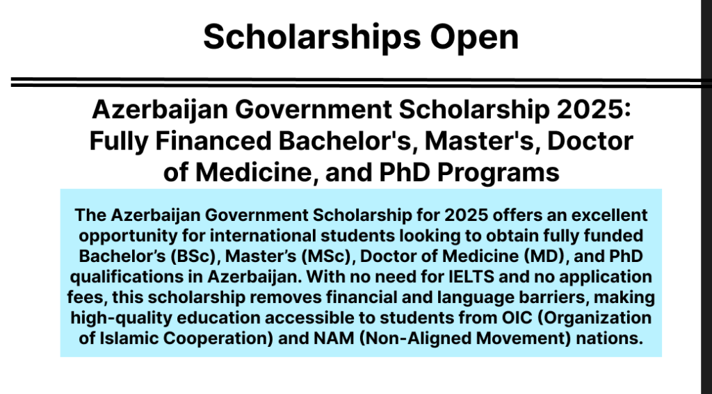 Azerbaijan Government Scholarship 2025
